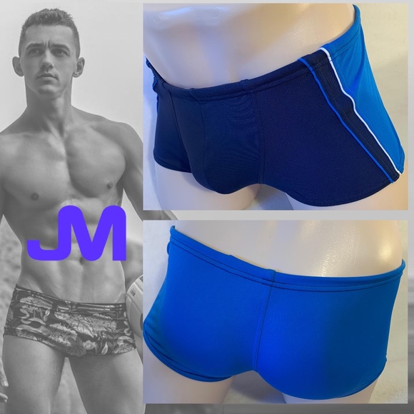 JM Square Cut Pouch Swim Briefs 30 Waist 53% polyester / 47% polyester PBT Lined - Picture 1 of 3